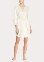 Load image into Gallery viewer, Ralph Lauren Lace-Trim Satin Robe - Ivory
