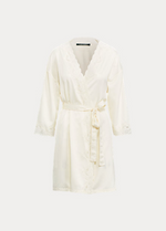 Load image into Gallery viewer, Ralph Lauren Lace-Trim Satin Robe - Ivory
